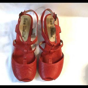 Gee Wawa Red Leather Bella Sandal, Size 9M